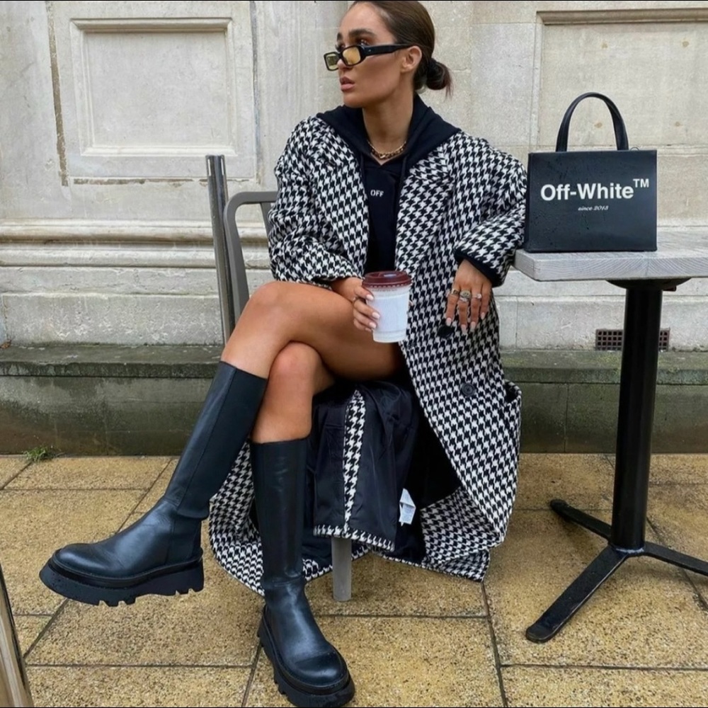Zara Black Lug Sole Boots NWT - Picture 3 of 16
